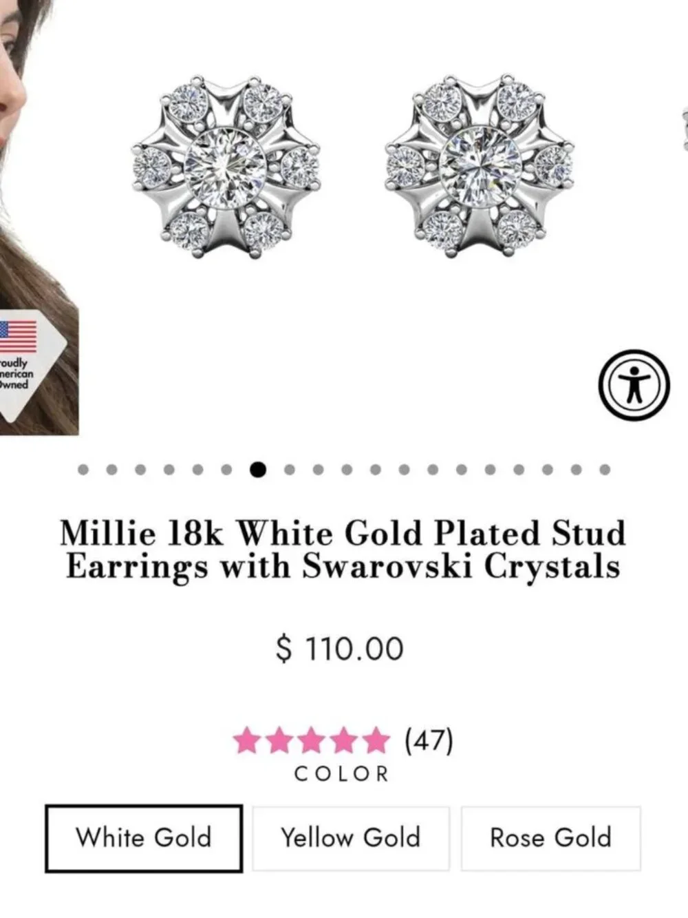 NEW Cate and Chloe 18k White Gold Plated Stud Earrings